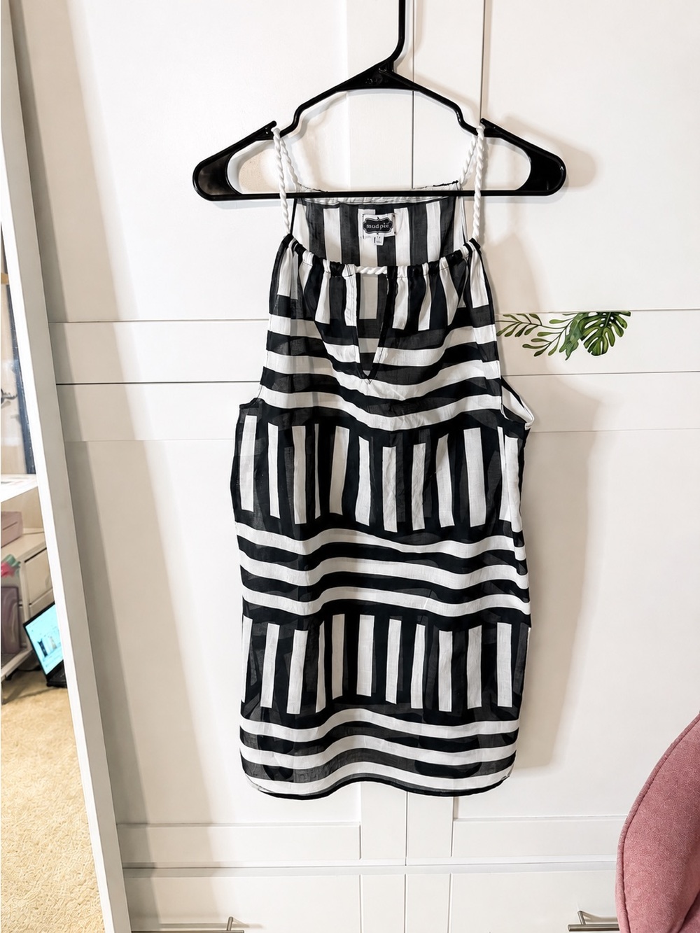 Mud Pie Black & White Striped beach cover up